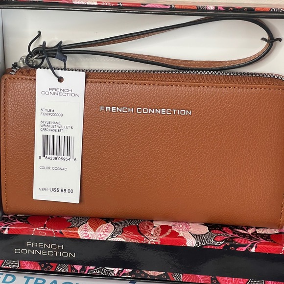 NWT FRENCH CONNECTION Wristlet & Card Wallet Gift Set in Cognac - Picture 3 of 8